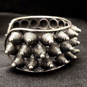 Antique Unisex Chinese Silver Spiked Cuff Bracelet